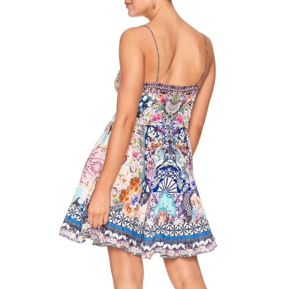 Camilla Short Dress With Tie Front Shibori Shores Size Small - Picture 3 of 12